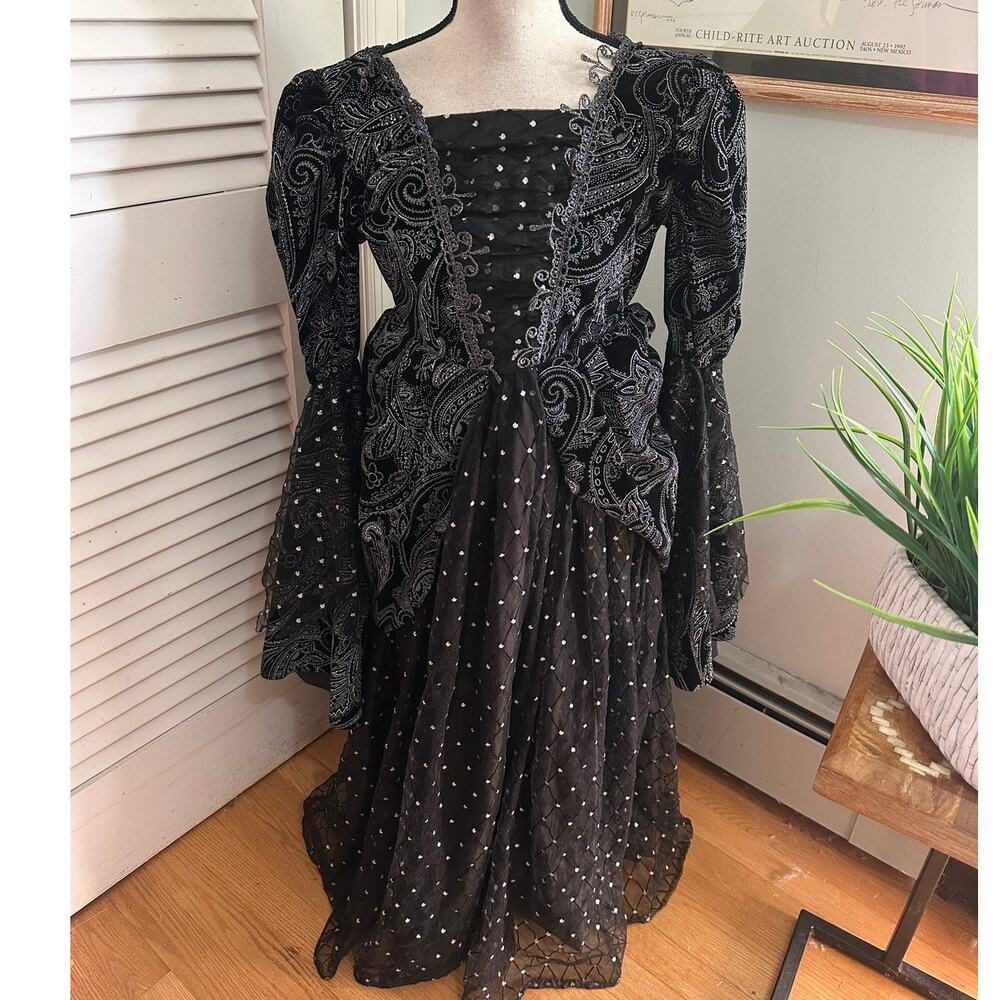 Chasing Fireflies Dress Girls 10 Black Medieval Queen RenFair Whimsigoth Costume